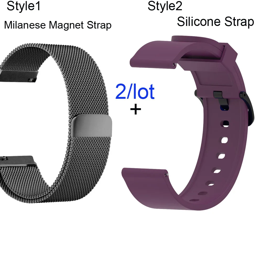 Black-Purple 20 мм браслет ремешок для Xiaomi Amazfit GTS ремешок для часов Amazfit Bip браслет Amazfit GTR 42 мм металлический ремешок для часов из нержавеющей стали - Цвет: Black-Purple