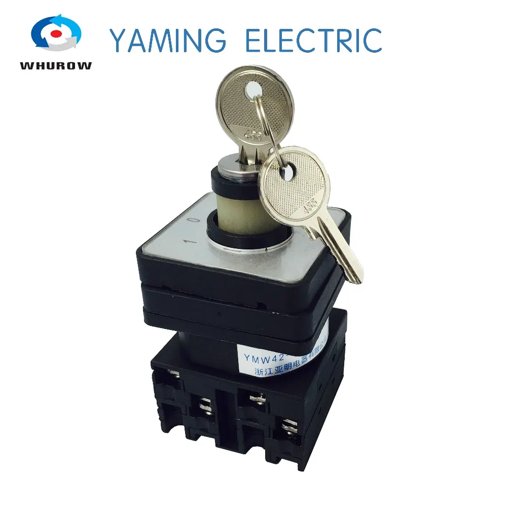 

Free shipping 1pcs Rotary switch 3 position 660V 20A 2 phases electrical changeover cam switch with key lock YMW42-20/2S