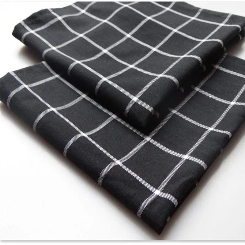 

BALLE Korean Style Black Plaid Stripe Cloth Napkin Mat for Food Photography Background
