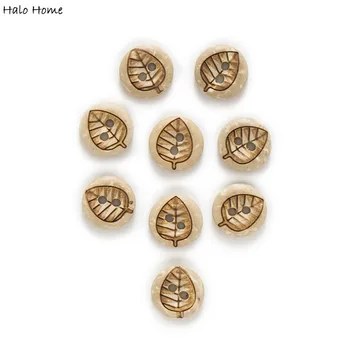 

30pcs Leaves Pattern Coconut Buttons Clothing Home Decor Gift Sewing Scrapbooking Handwork Craft DIY 11mm