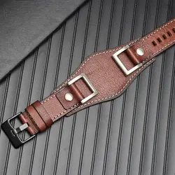 Vintage Style Genuine Leather 24mm Men's Watchband - High Quality Retro Brown/Black Bracelet - 24mm (Brown - black buckle)
