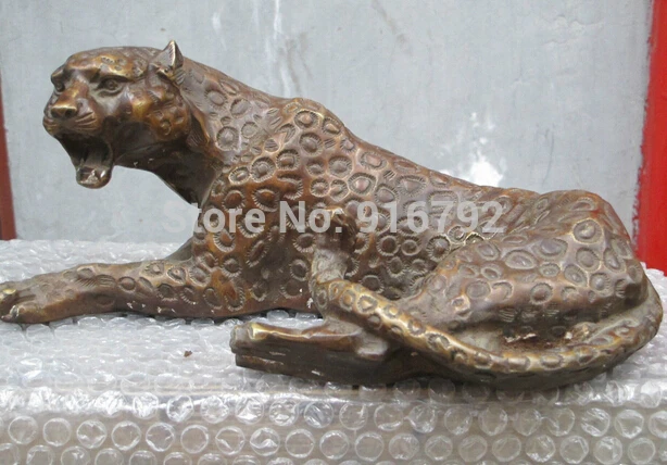 

Wholesale price****12"China pure Bronze wild animal cheetah leopard panther Statue