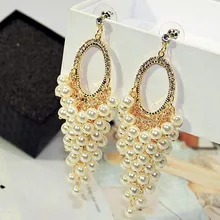 Charmcci Luxury Simulated Pearl Earrings Long Tassel Earrings For Women Wedding Jewelry Party Bijoux Fine Gift Charmcci Luxury Simulated Pearl Earrings Long Tassel Earrings For Women Wedding Jewelry Party Bijoux Fine Gift