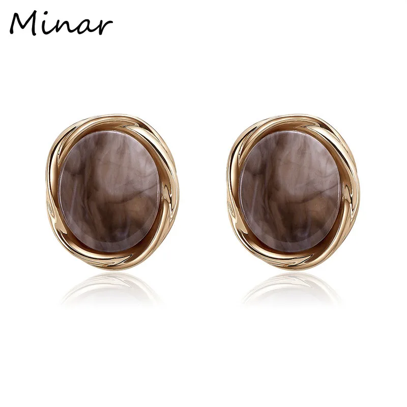 

Fashion Oval Round Geometric Marbled Brown High quality Acrylic Stud Earrings For Women earings fashion jewelry Ink Painting