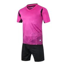 Лидер продаж, однотонный футбольный костюм из двух предметов с короткими рукавами дышащие размер плюс Футбольная Одежда
