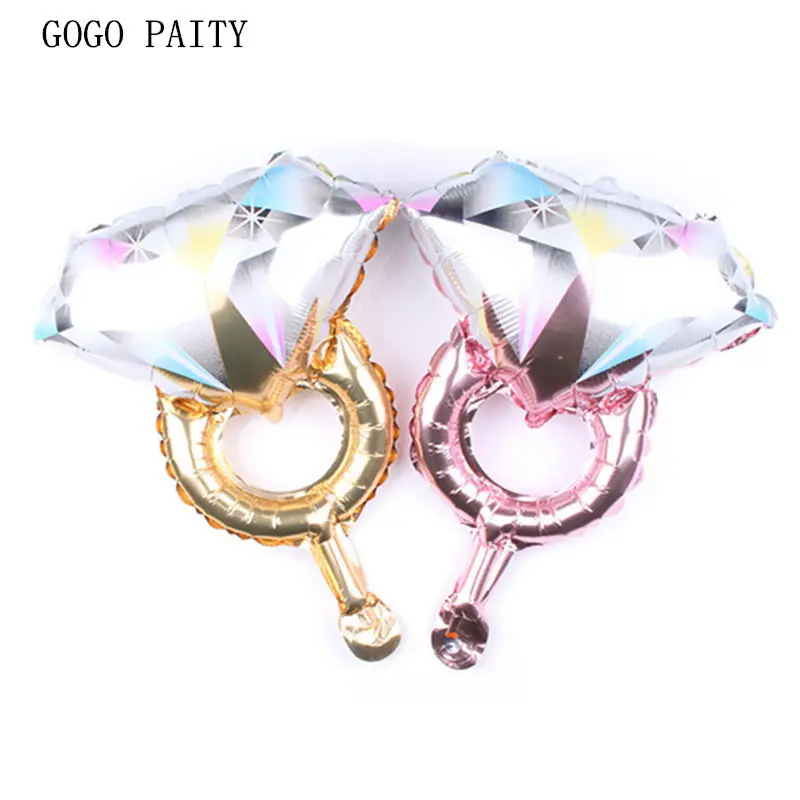 

GOGO PAITY New Mini Diamond Ring Shaped Aluminum Balloons Wedding Party Wedding Room Decoration Balloons High Quality