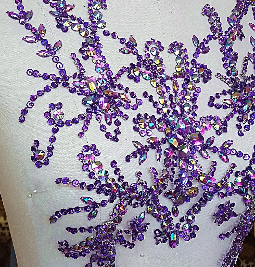 Кружевная вышивка с блестками 28x49 см|sew on rhinestone applique|sew sequinsbeaded applique patch |
