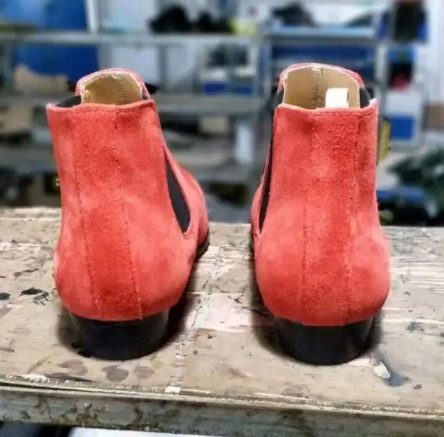 FR.LANCELOT Men Orange Suede Chelsea Boots Ankle Botas Low Top