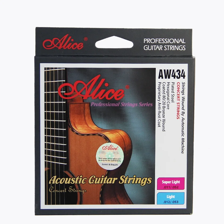 Alice AW434 стальной шестигранный сердечник с покрытием 85/15 бронзовые Струны для