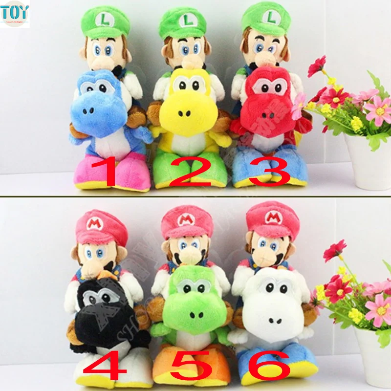 

New Super Mario Bros Luigi Riding on Yoshi Stuffed Plush Doll Kids Toys Birthday Gift Approx 7"