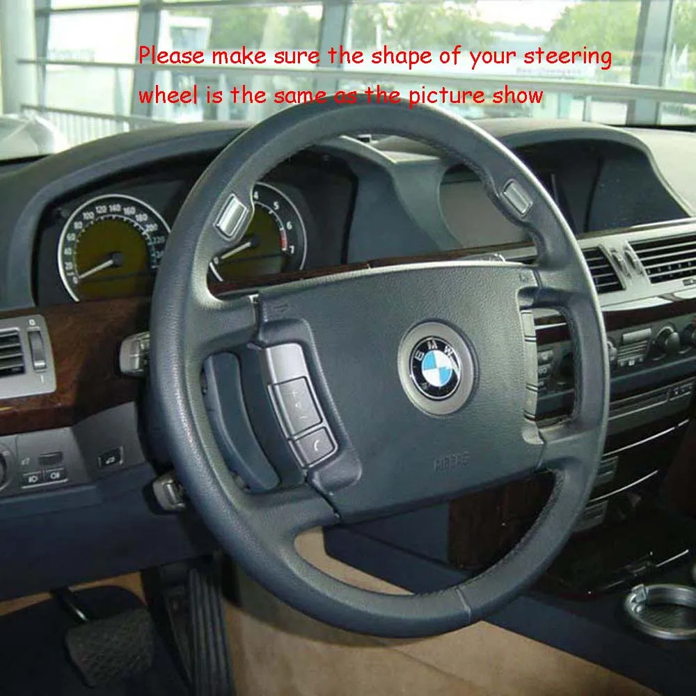 Кожаный ремешок, коричневый циферблат деревянный руль Защитная крышка для 2002-2008 BMW 4 спиц E65 E66 730Li 735i 745i 750i 760i 760li 740d 745d
