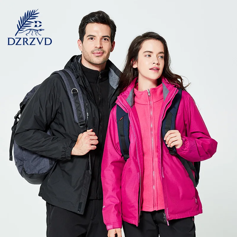 

Men Women Professional Camping Hiking Jacket Winter Warm Double Layer Outdoor Two-piece Windproof Fleece Waterproof Sportswear