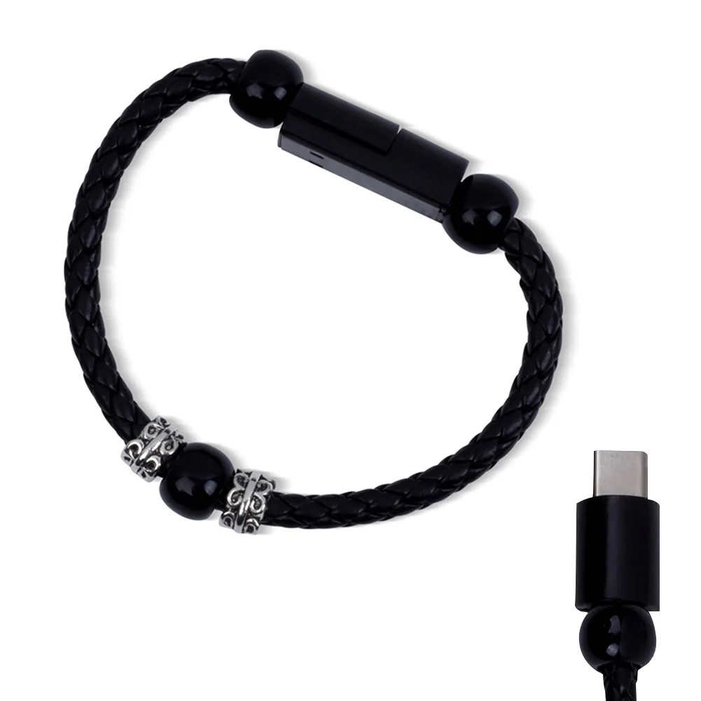 

Braided Bracelet Artificial Leather For Android Portable Charging Decorative Lightweight Fast Type C Durable Data Cable USB 2.0