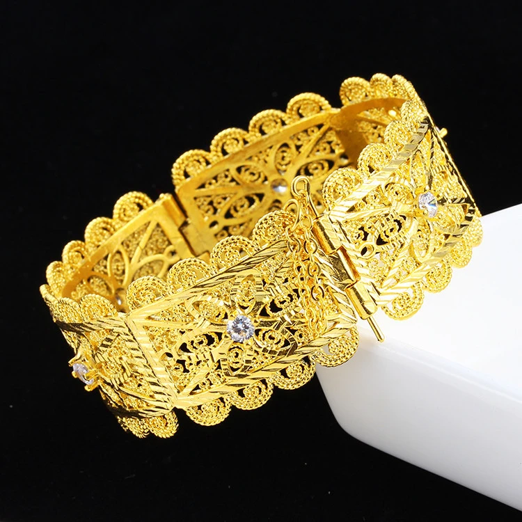 Filigree Hollow Bangles Yellow Gold Filled Muslim Islam Middle East