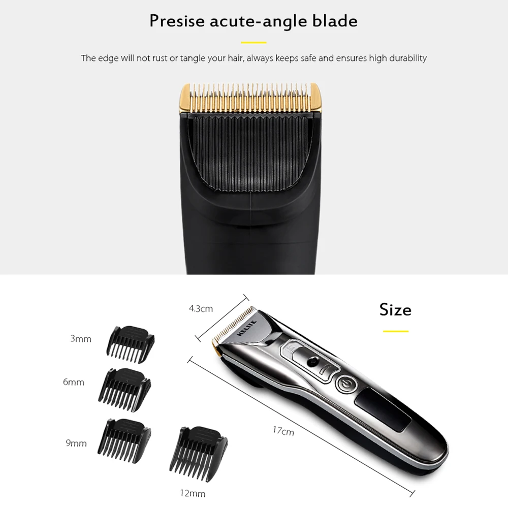 Kelite KLT - 8188 USB Rechargeable Electric Adjustable Hair Clipper Barber Haircut Trimmer