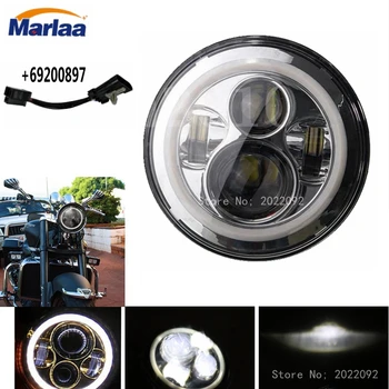 

7 INCH H4 H/L Motorcycle LED Headlight with halo ring DRL angle eye For Motorcycle