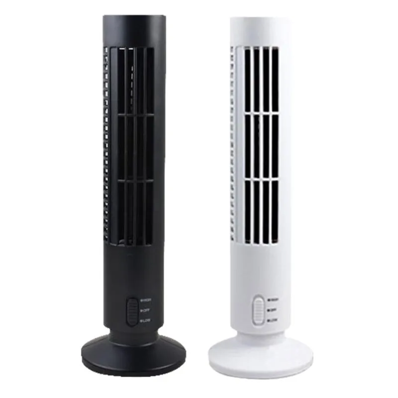 No Leaf Air Conditioner Oscillating Tower Fan White and Black High