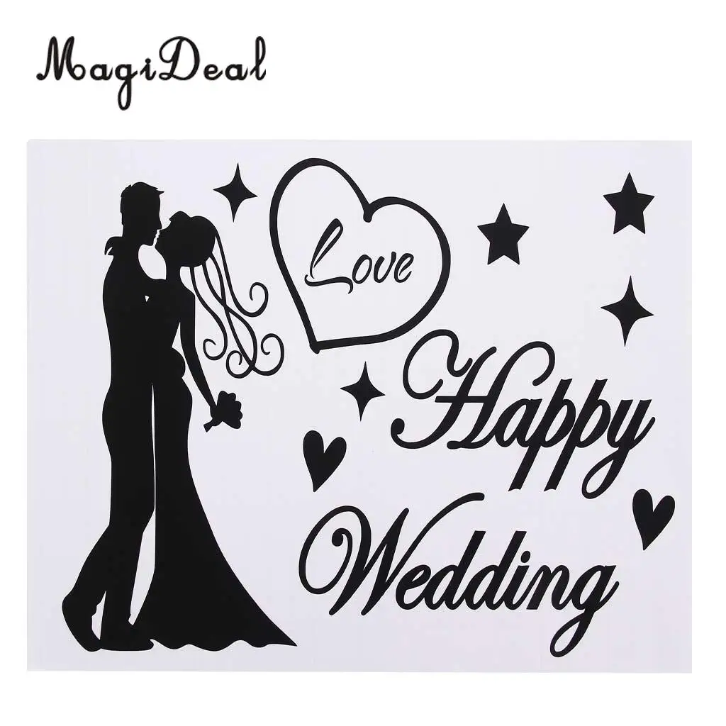 Romantic Happy Wedding Stickers Decal Jumbo Clear Bobo Balloons DIY Decorations