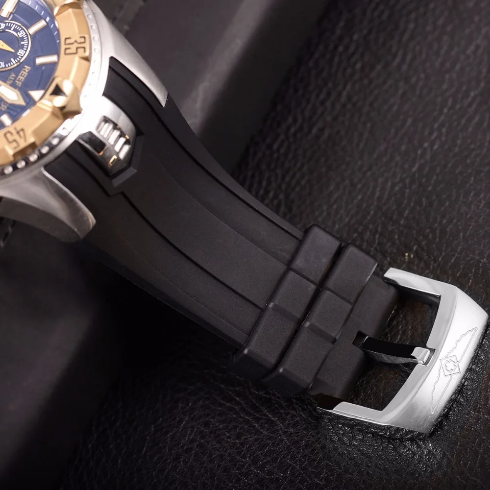 Reef Tiger/RT мужские часы кварцевые часы с хронографом и датой большой циферблат Супер Светящиеся стальные спортивные часы RGA303