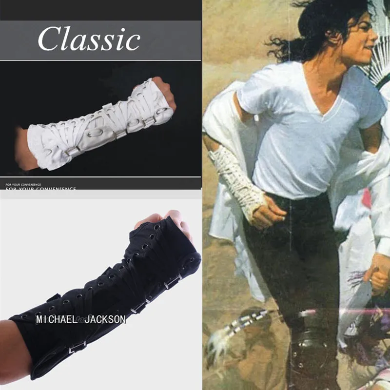 Редкий MJ Майкл Джексон панк бандаж плохой Джем черные белые хлопковые перчатки