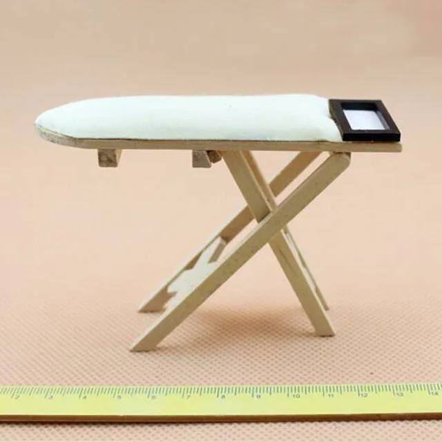 1:12 Doll House Mini Craft White Wood Ironing Board Scene Accessories Dollhouse Miniature Furniture Toy Iron or Ironing Board 4