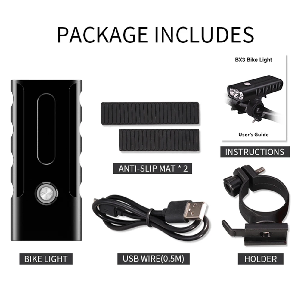 Excellent USB Rechargeable Bicycle Light 3 Mode Bike Lights Waterproof Headlight Cycling Lamp Built-in 5200mAh Power Bank & Taillight 4