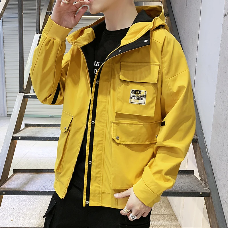 NEW Hooded Jacket Men Fashion Coat 2019 Spring Autumn Hip Hop Jackets Man Streetwear Casual Solid Color young Jacket Coat