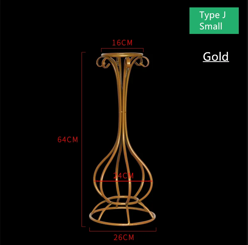 Железная Цветочная подставка, ваза, свадебные реквизиты, кованый искусственный цветочный стол, Центральные элементы, дорога, цветочный шар, ваза, золото, белый цвет, 4 шт - Цвет: J small gold