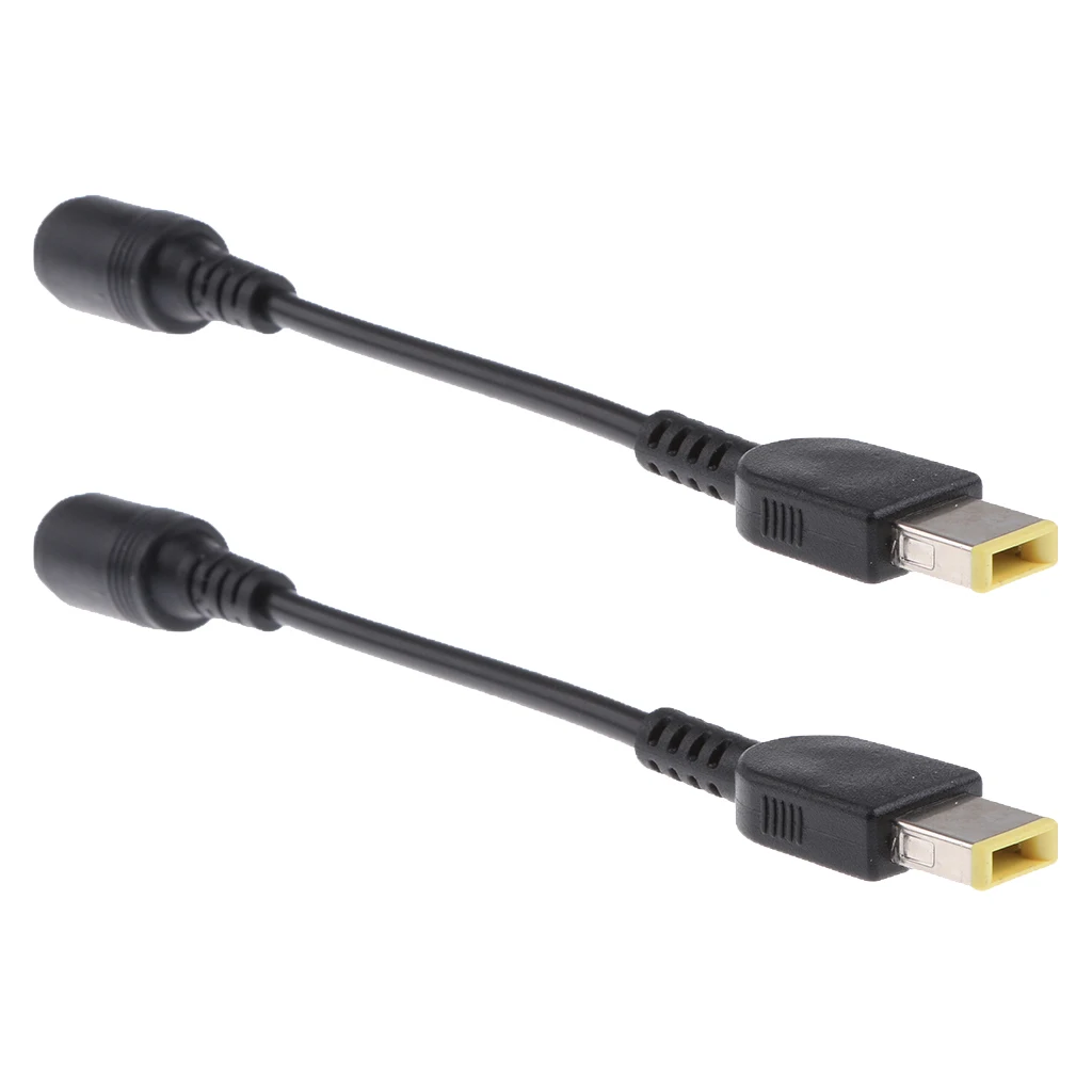 2Pcs 7.9x5.5mm Round Jack to Square End Power Cable Cord for Lenovo Thinkpad