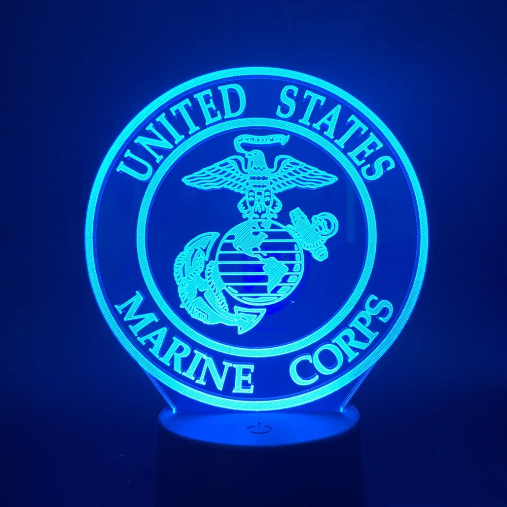 

United States Marine Corps USMC Logo Led Night Light for Office Room Decoration Gift for Adult Soldier Bedroom Nightlight Lamp