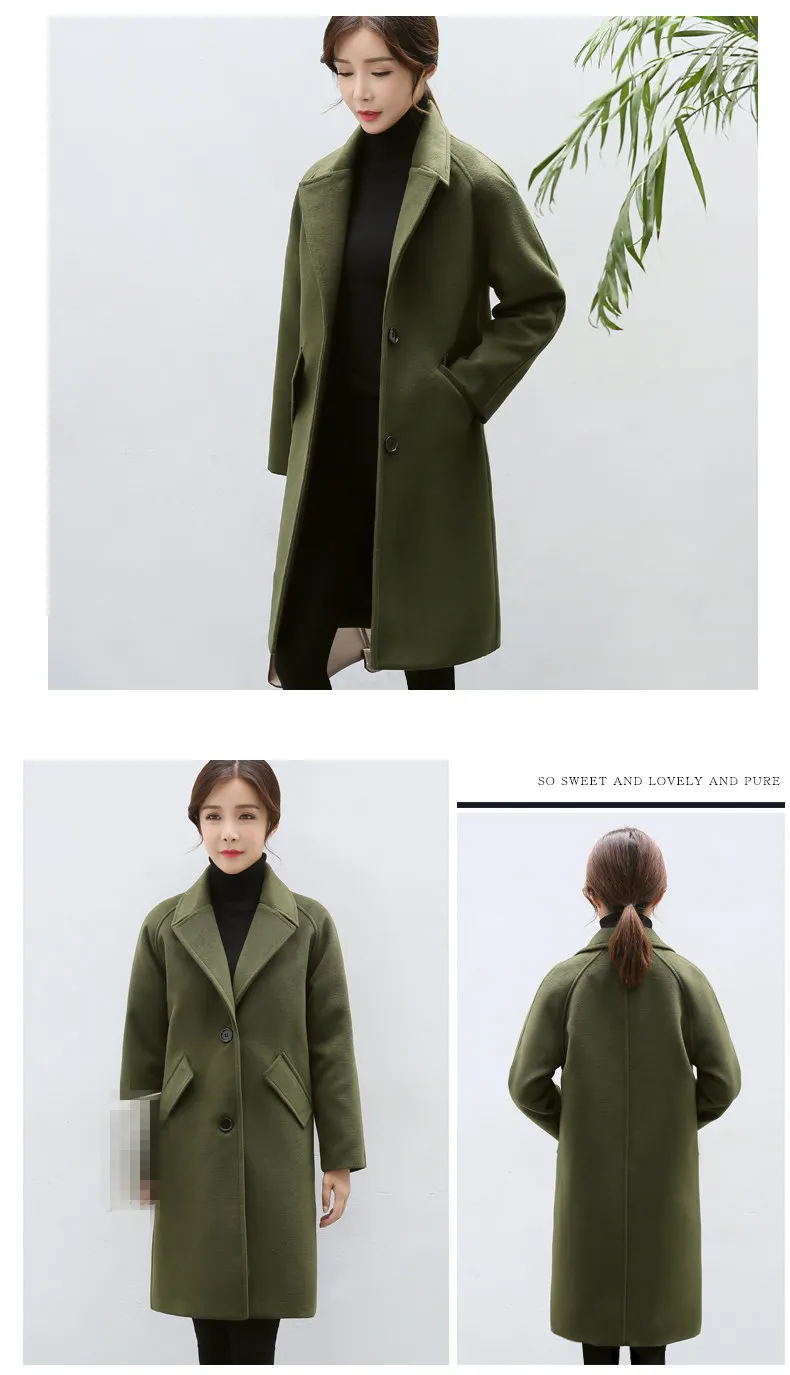 Зимнее длинное пальто, женская шерстяная куртка, новая корейская мода размера плюс, черное теплое пальто из искусственного шерсти, осенние куртки для женщин, пальто