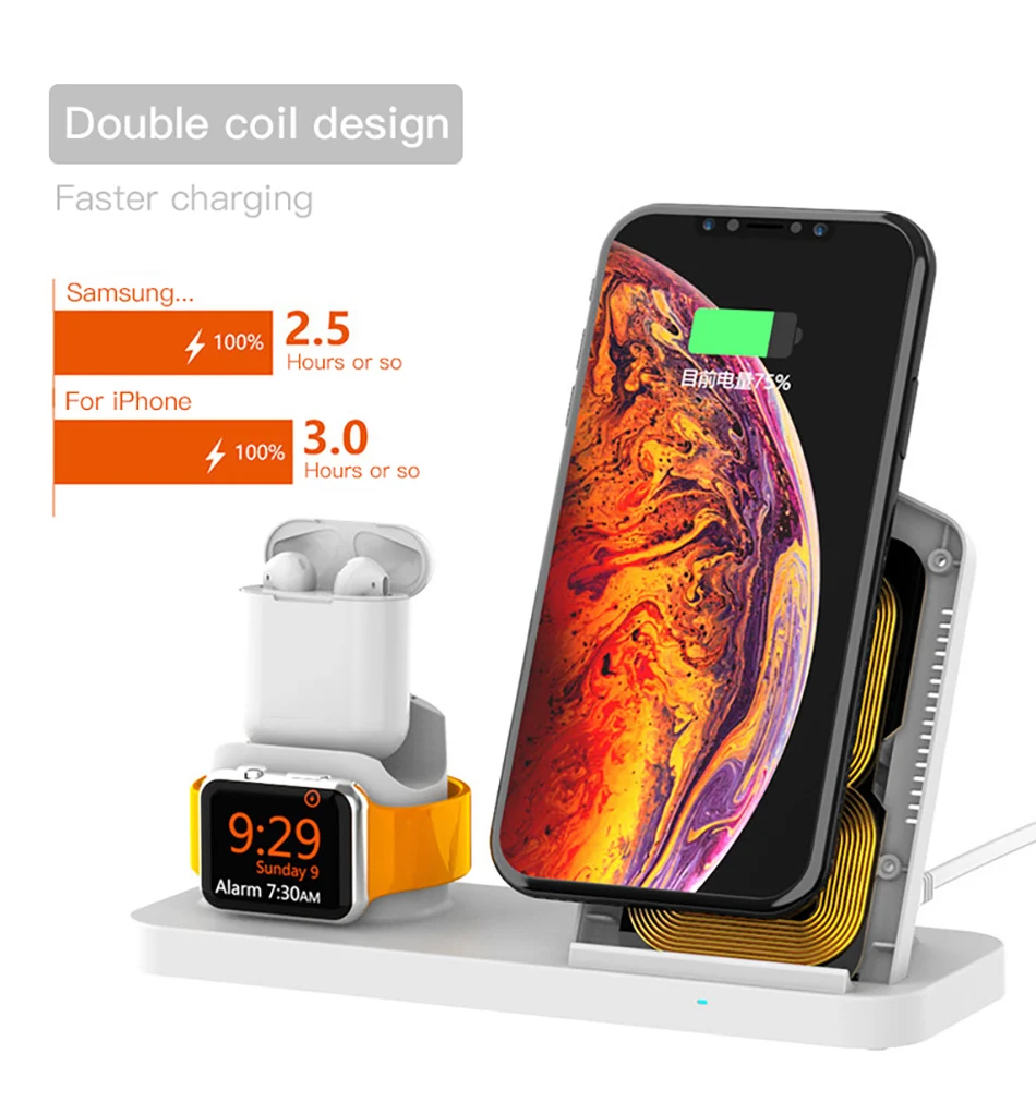 !ACCEZZ Fast Wireless Charger For Apple Watch 1 2 3 4 For iphone XS MAX XR X Samsung Xiaomi Phone Magnetic Charger For Airpods 2 (5)