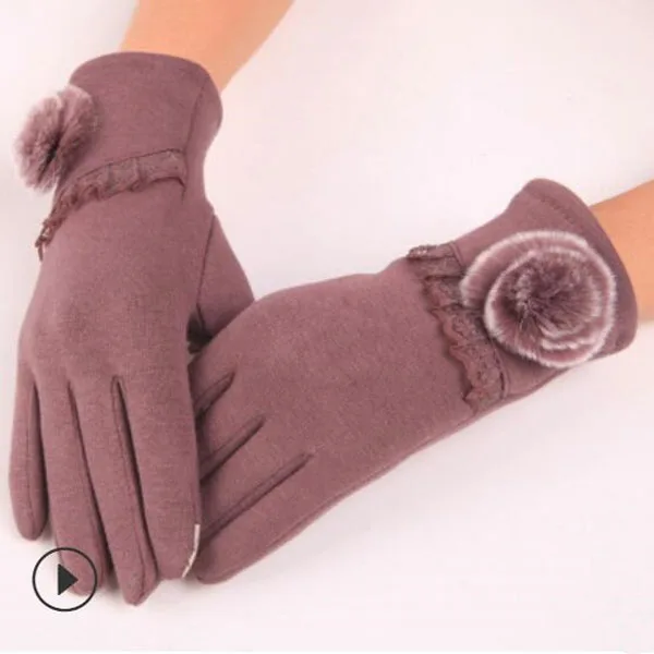 YRRETY Зима Весна бисерные Гипсофилы перчатки Твердые шерстяные перчатки для женщин Наручные сенсорный экран митенки, перчатки женские перчатки - Цвет: G146 022 bean color