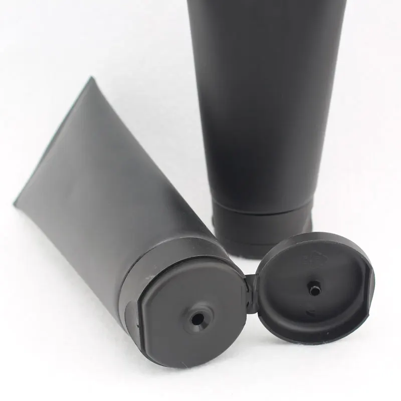 150 г 200 г пустая черная мягкая трубка многоразового пластика лосьон для выдавливания крема бутылочка для косметики закручивающаяся Крышка для контейнера 30 шт./лот