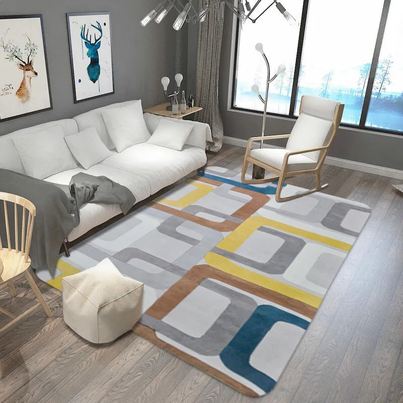 Европейский геометрический большой ковер, Кристальный бархатистый коврик, большой размер, высококачественный домашний современный ковер для гостиной, утолщенные ковры для гостиной