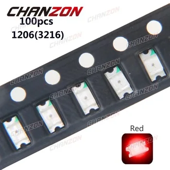 100pcs SMD 1206 (3216) Red Ultra Bright Chip Bulb Surface Mount SMT Beads LED Light Emitting Diode Lamp Electronics Components