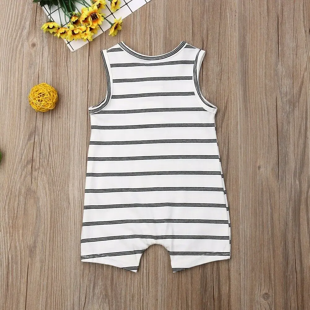 Baby Bodysuits comfotable 2019 Baby Summer Clothing 0-24 Newborn Infant Baby Boy Girl Striped Romper Clothes Sleeveless Striped Summer Outfit Jumpsuit Baby Bodysuits classic