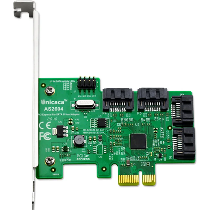 

UNICACA AS2604 6Gb/s SATA3.0 Control Card PCIe2.0 1X chipset Marvell 88SE9125 4port 4*SATA