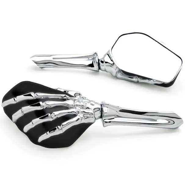 

Free Shipping Black/BlackChrome Skeleton Hand Motorcycle Mirrors For Harley Davidson XL Sportster 1200 Custom