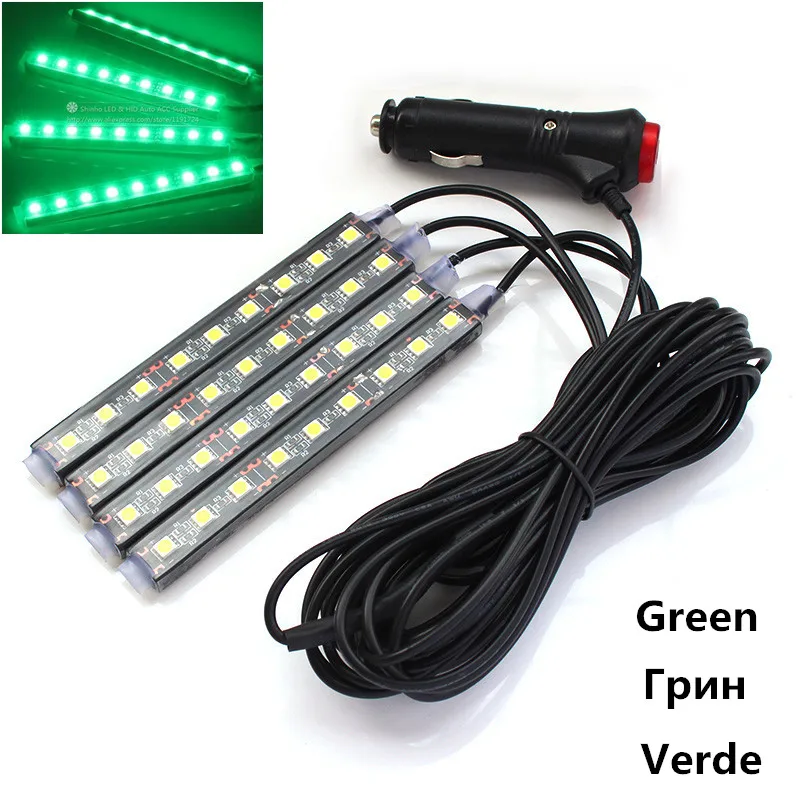 4 шт. 9SMD 5050 белый желтый синий зеленый красный Автомобильный светодиодный