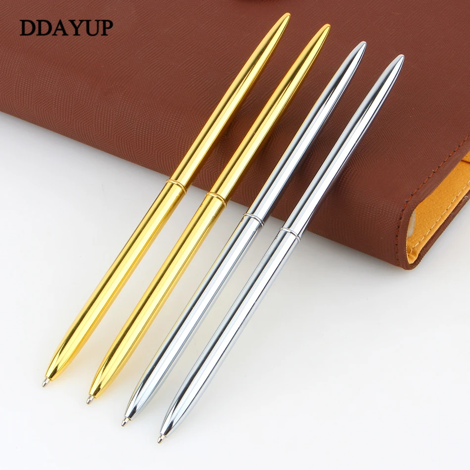 Mont Boligrafos Slim Light Gold And Silver Color Rotating Ballpoint Pen Slender Commercial Metal Oily Gift