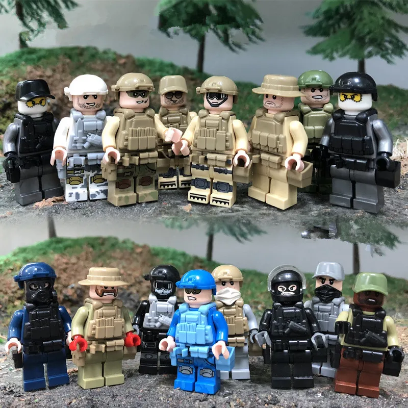 

16pcs/lot Building Blocks Compatible Legoings SWAT Military Special police Minifigs toys for boys Building Blocks Police Toys
