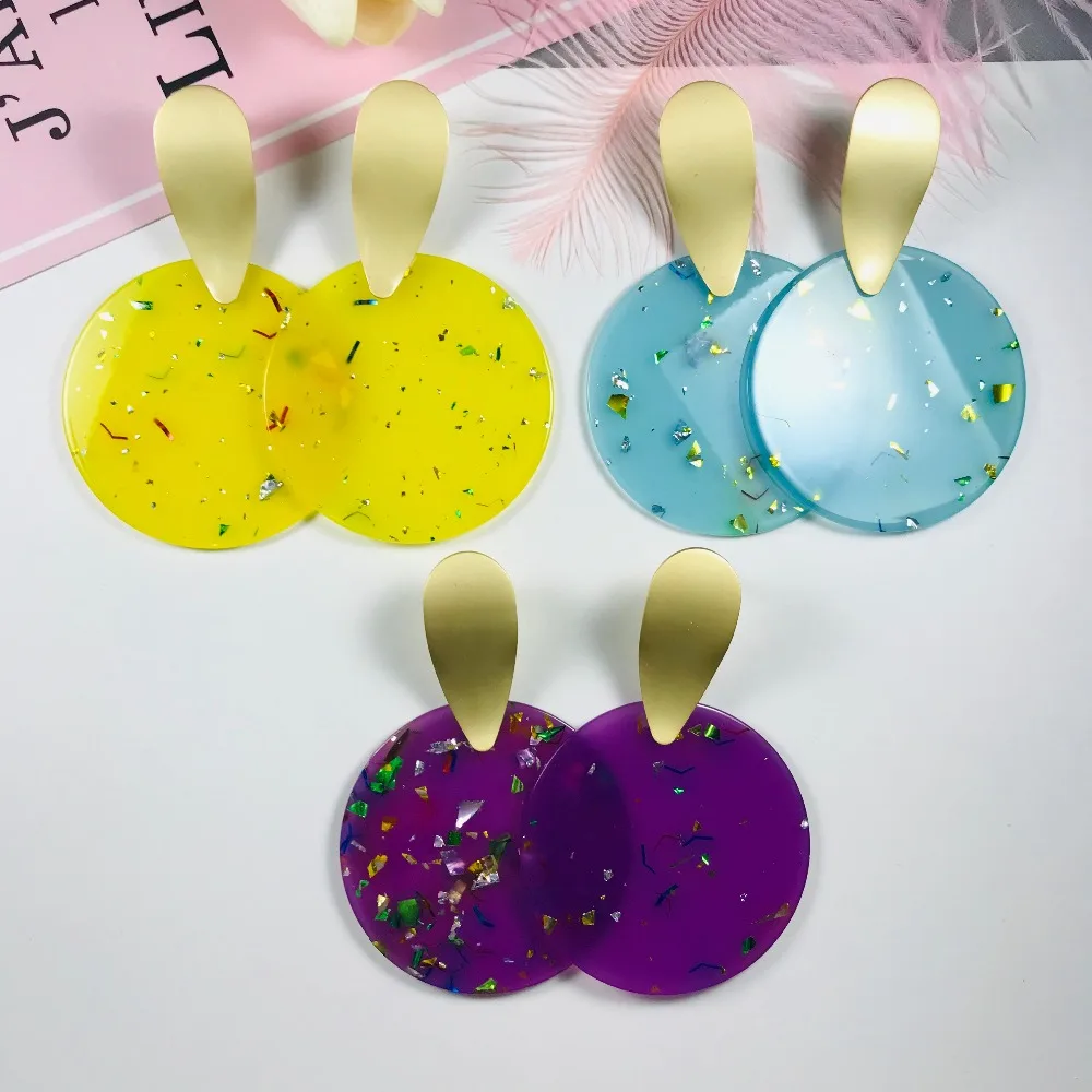 Европейские и американские модные большие круглые серьги Золотое масло bling