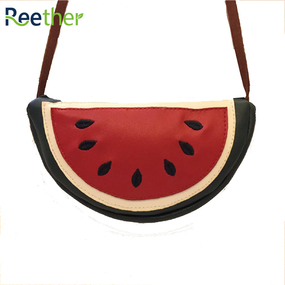 

Reether PU Leather Kid Coin Purse Mini Watermelon Children's Messenger Shoulder Bag Girl Cute Charge Wallet Pouch w/ Zipper