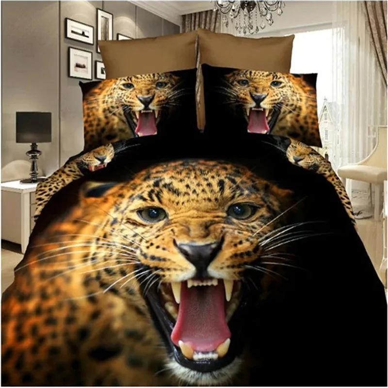 

Sell like hot cakes bedding Cheetah pattern 3d series bedding set queen size include Polyester pillowcase duvet cover bed sheet