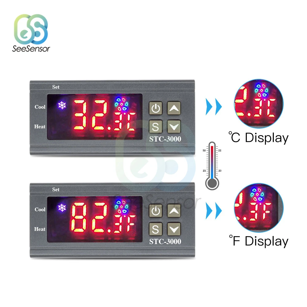Digital Temperature Controller Thermostat Thermoregulator for Incubator Heating Cooling Fahrenheit/Celsius STC 3000 12V 24V 220V|Temperature Instruments| - AliExpress