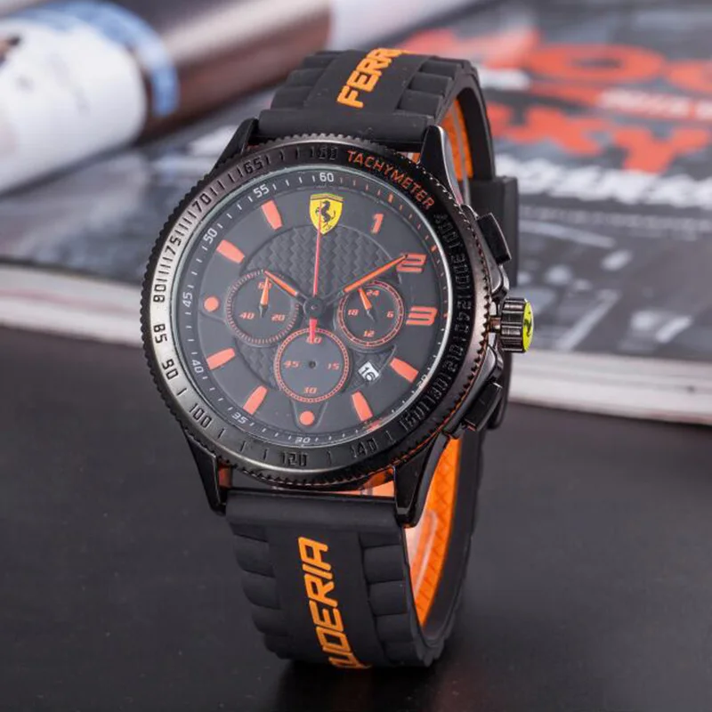 Luxury brand rubber belt watch for ferrari f1 racing series men's watches casual sports watch men 6-pin work quartz wristwatch Luxury brand rubber belt watch for ferrari f1 racing series men's watches casual sports watch men 6-pin work quartz wristwatch