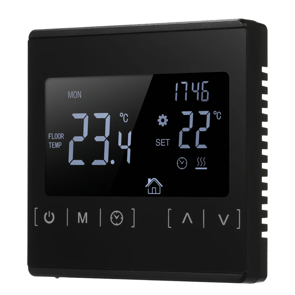 KKMOON AC85 контроллер температуры ЖК сенсорный экран термостат Электрический пол система отопления воды терморегулятор 240 В - Цвет: Черный