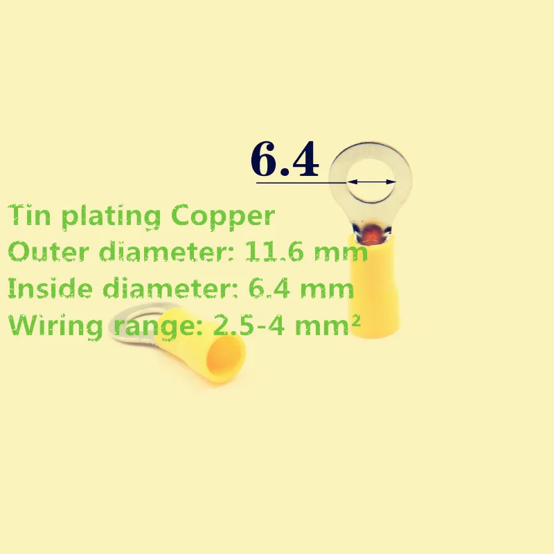 50 шт. YT609Y RV3.5-6 клеммы Луженая Медный провод разъем 2,5-4 MM2 кабель применимо 6 мм Диафрагма высокое качество распродажа