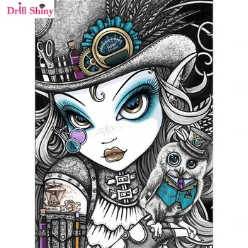 

Full 5D DIY Diamond Painting Little girl and owl with hat Handmade Needlework Embroidery Cross Stitch Home Decor Christmas Gift